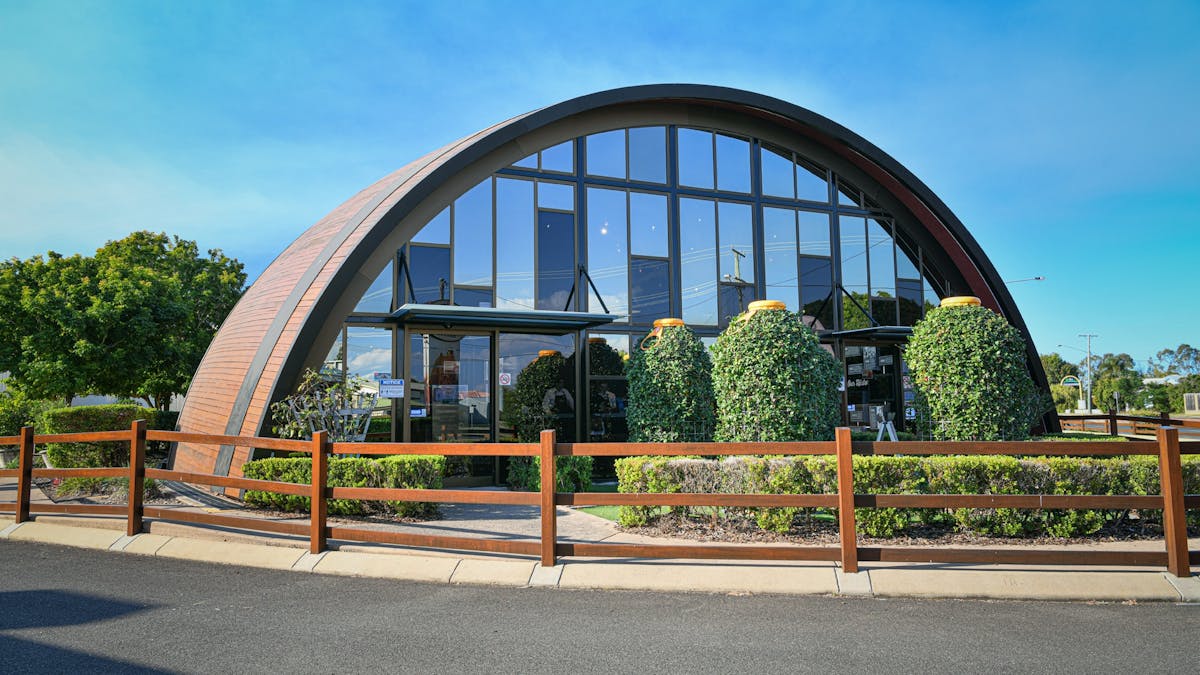 Front view of the Bundaberg Brewed Drinks Barrel, an iconic local beverage attraction.