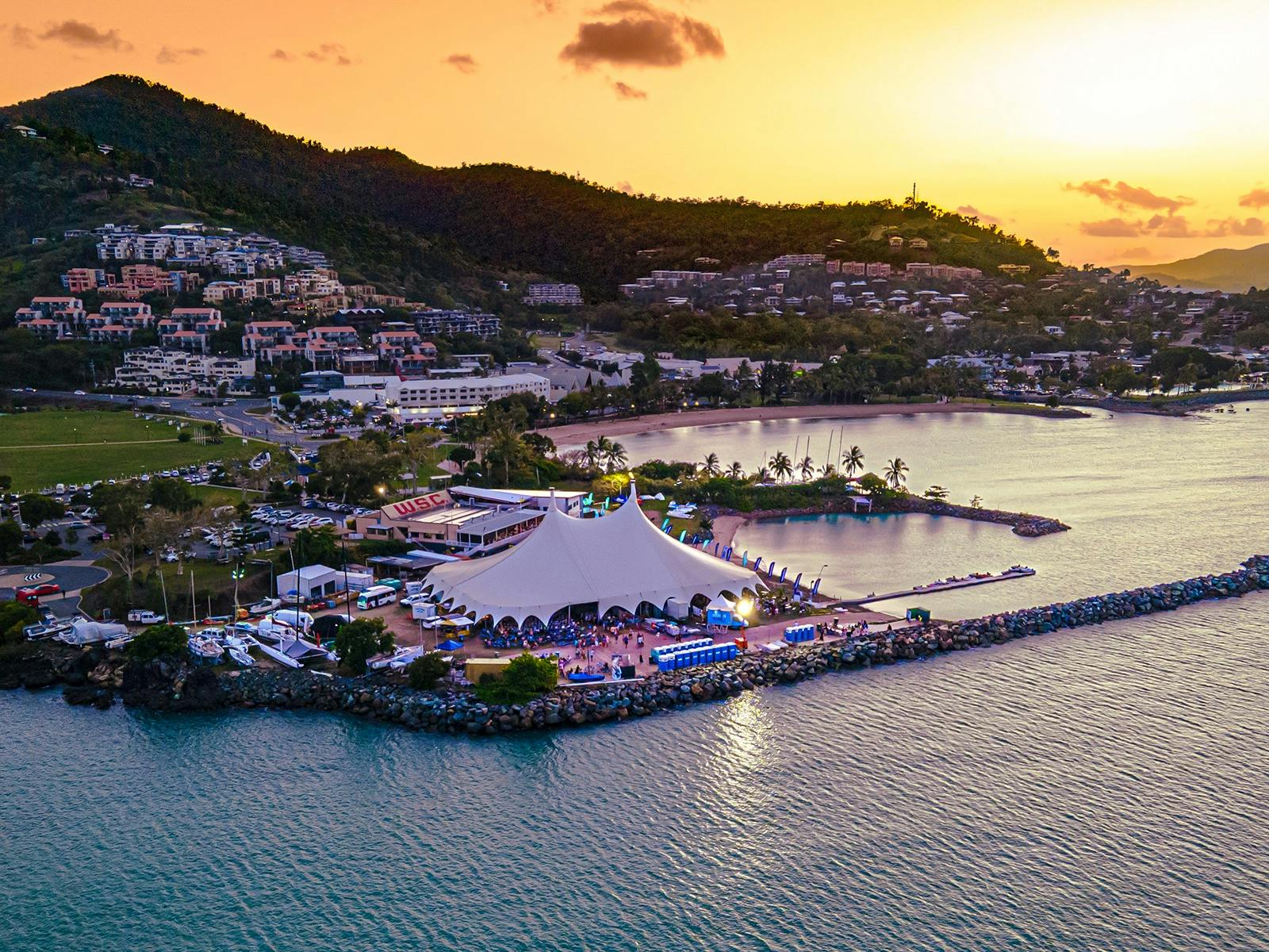 The Airlie Beach Festival of Music Main Tent at Sunset The Airlie Beach Festival of Music Main Tent at Sunset