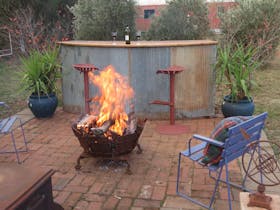 The firepit behind the Overlander carriage