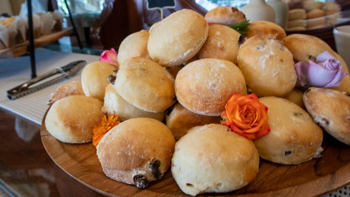 Scones with flowers between them