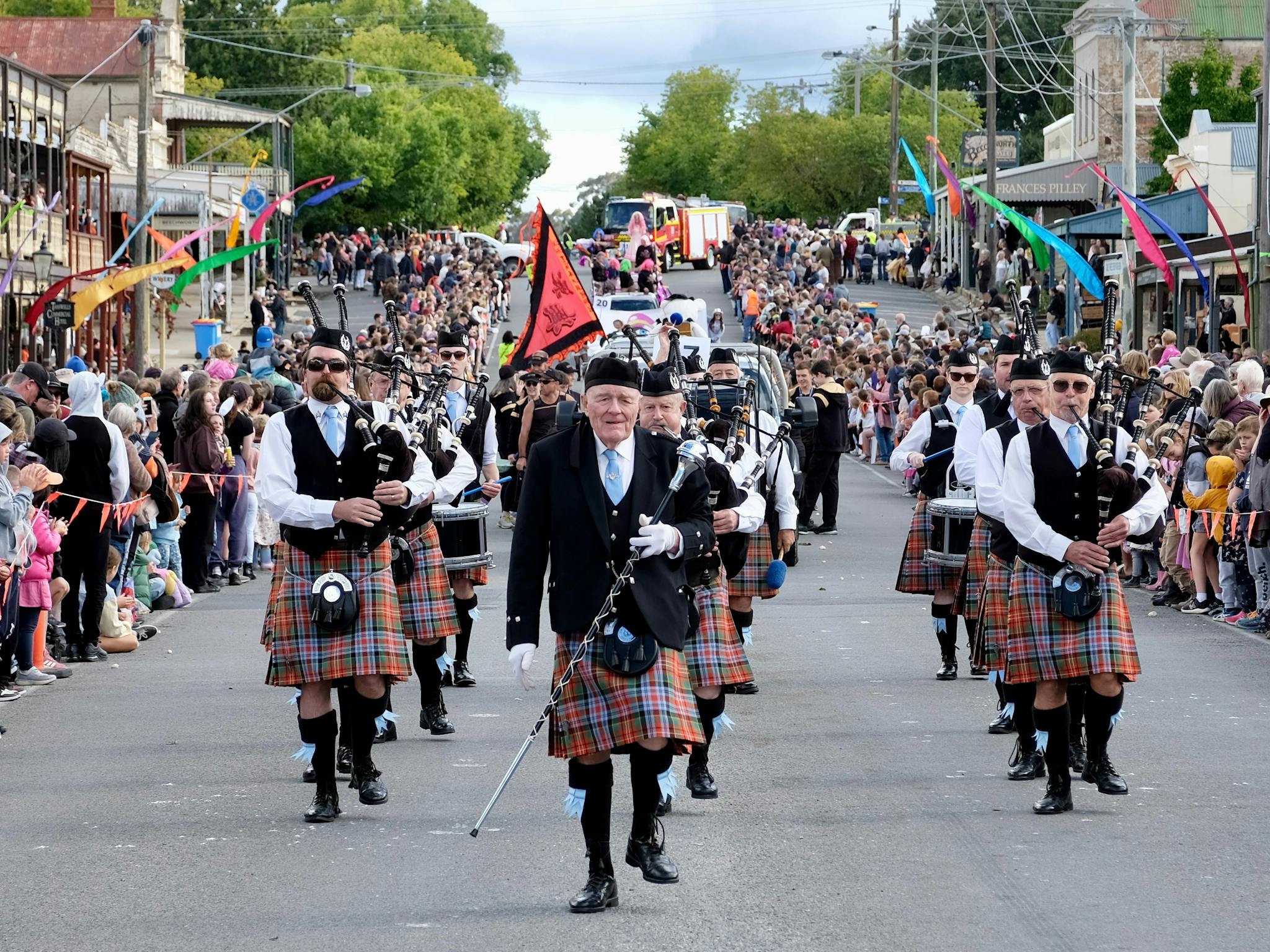 Bagpipes coming down the Ford Street Parade