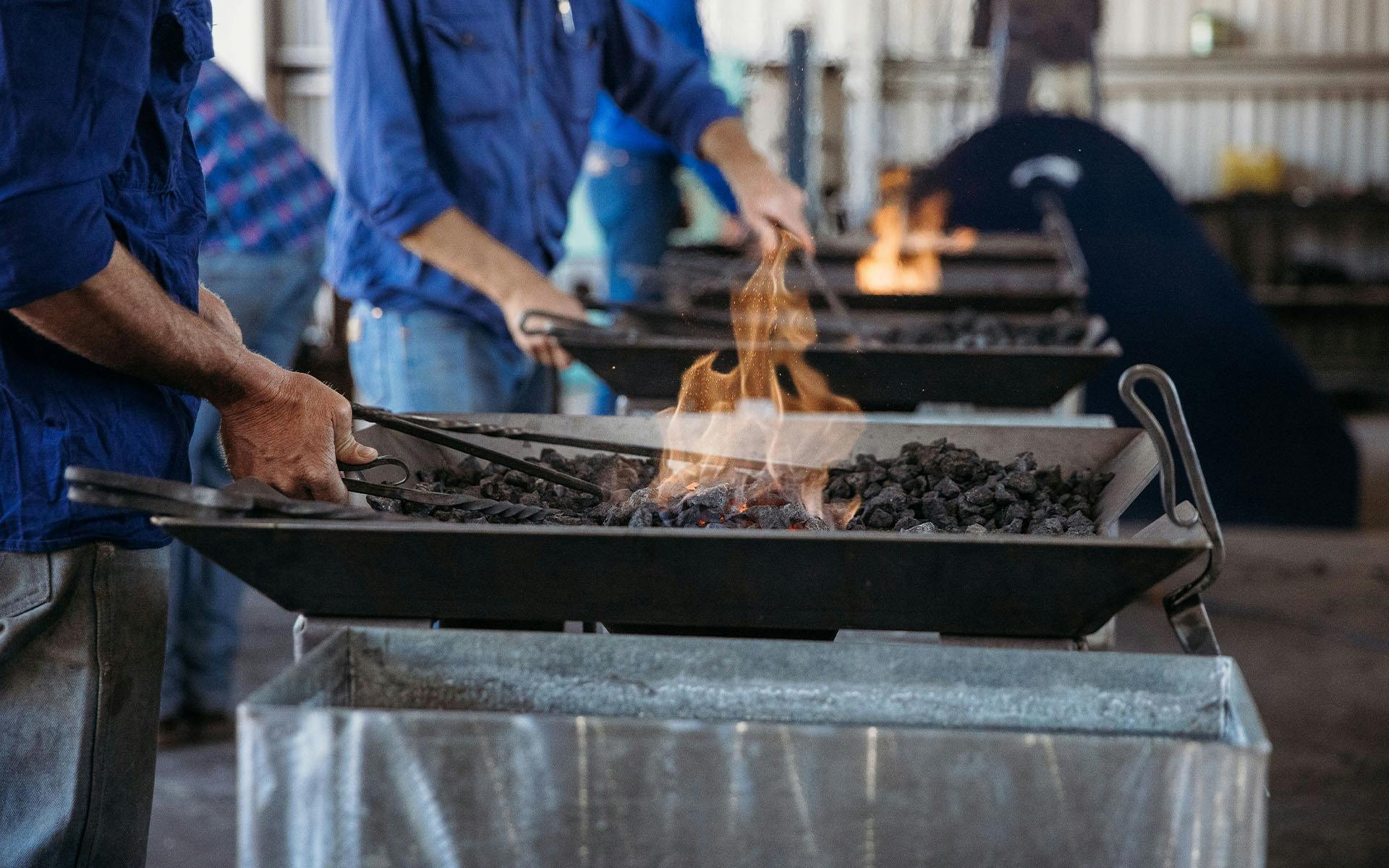 The Farmer's Forge burning coals