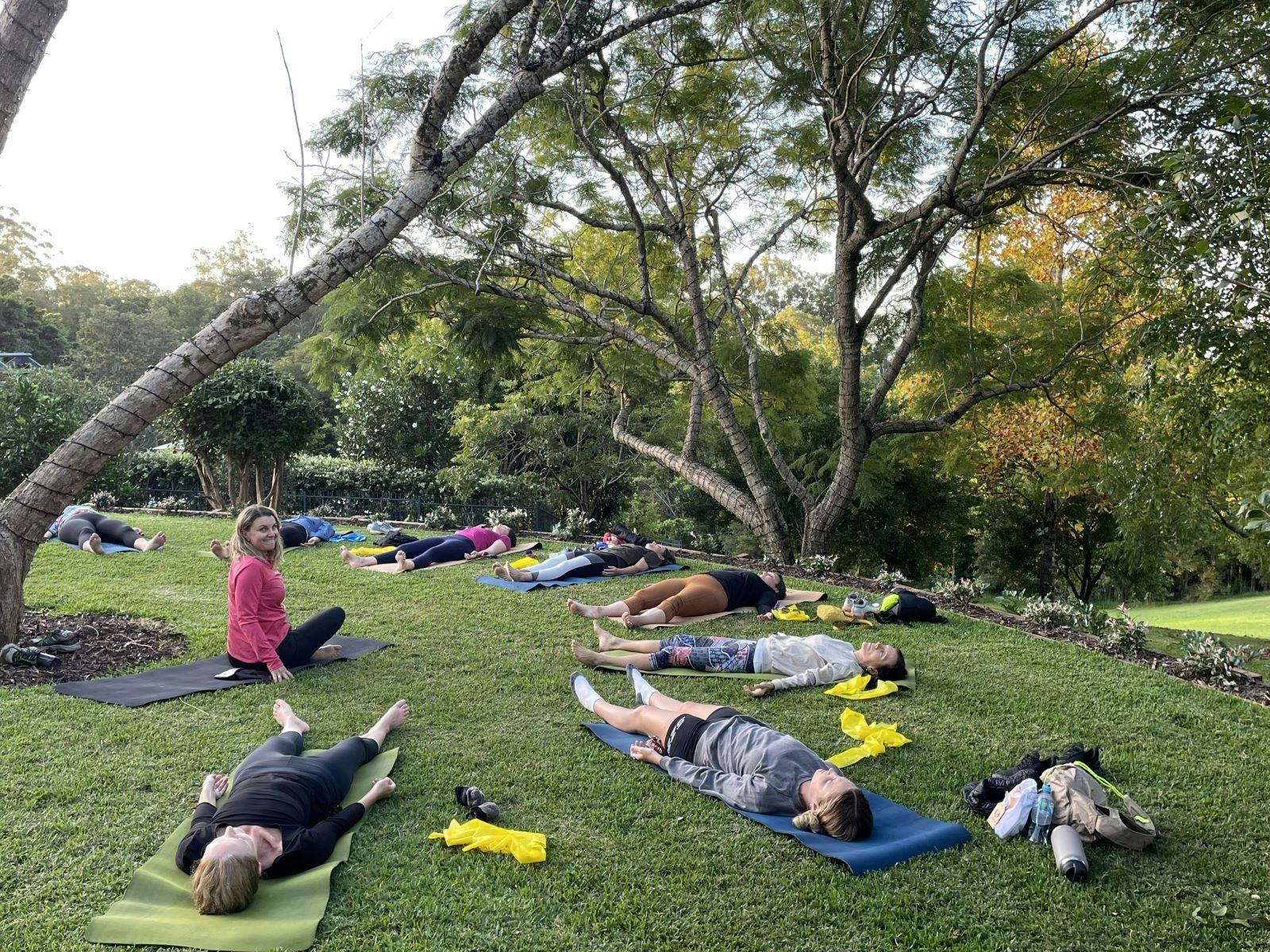 Relaxing, rejuvenating yoga outdoors
