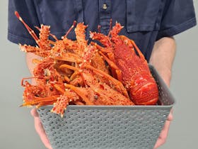 A basket of fresh, locally caught crayfish