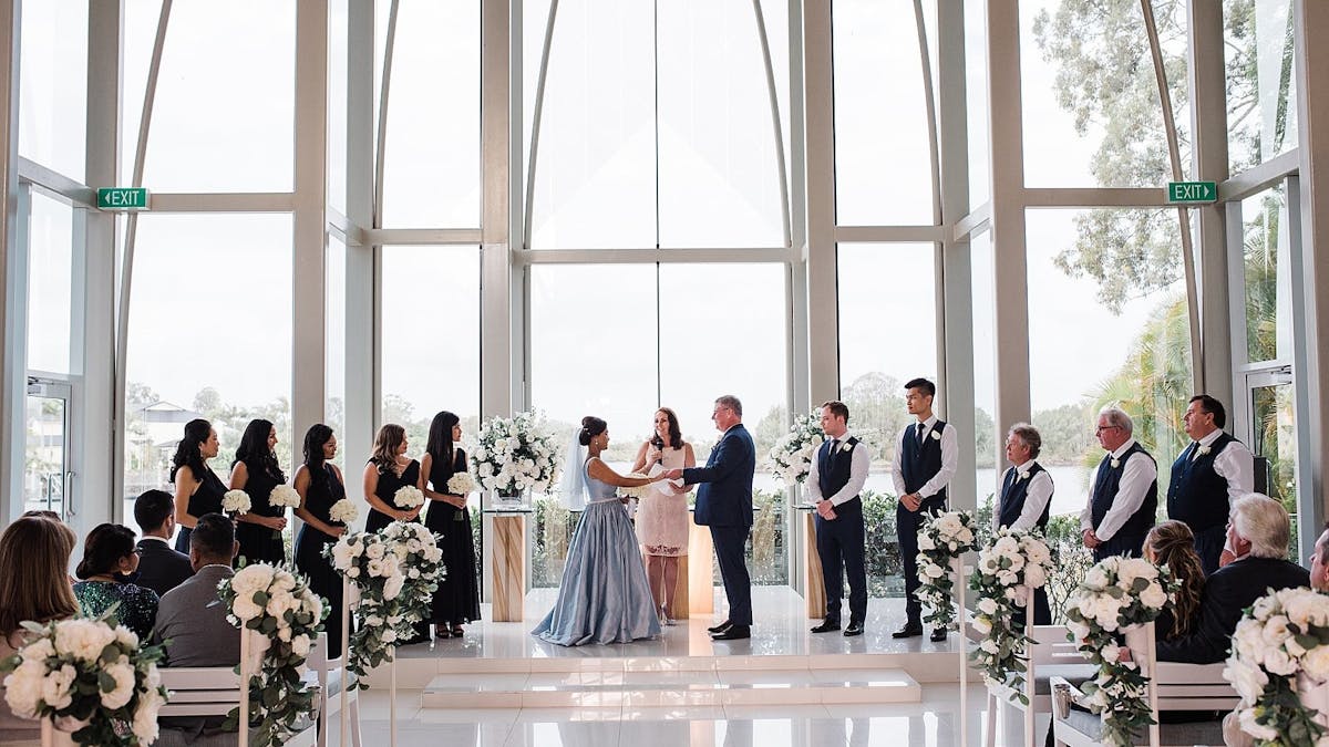 Wedding celebrant Liz Pforr at the InterContinental Sanctuary Cove Resort Chapel