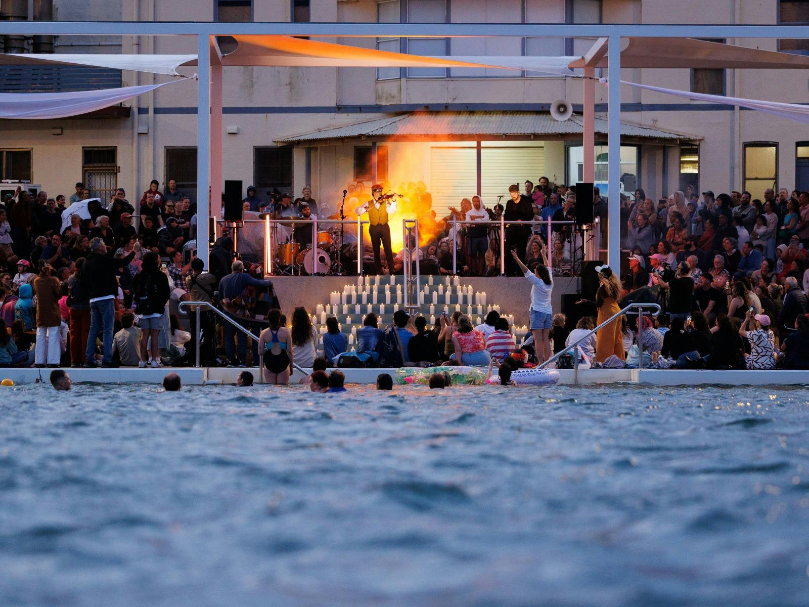 Musicians entertaining the crowds at Soak Live at the Baths as part of New Annual 2025