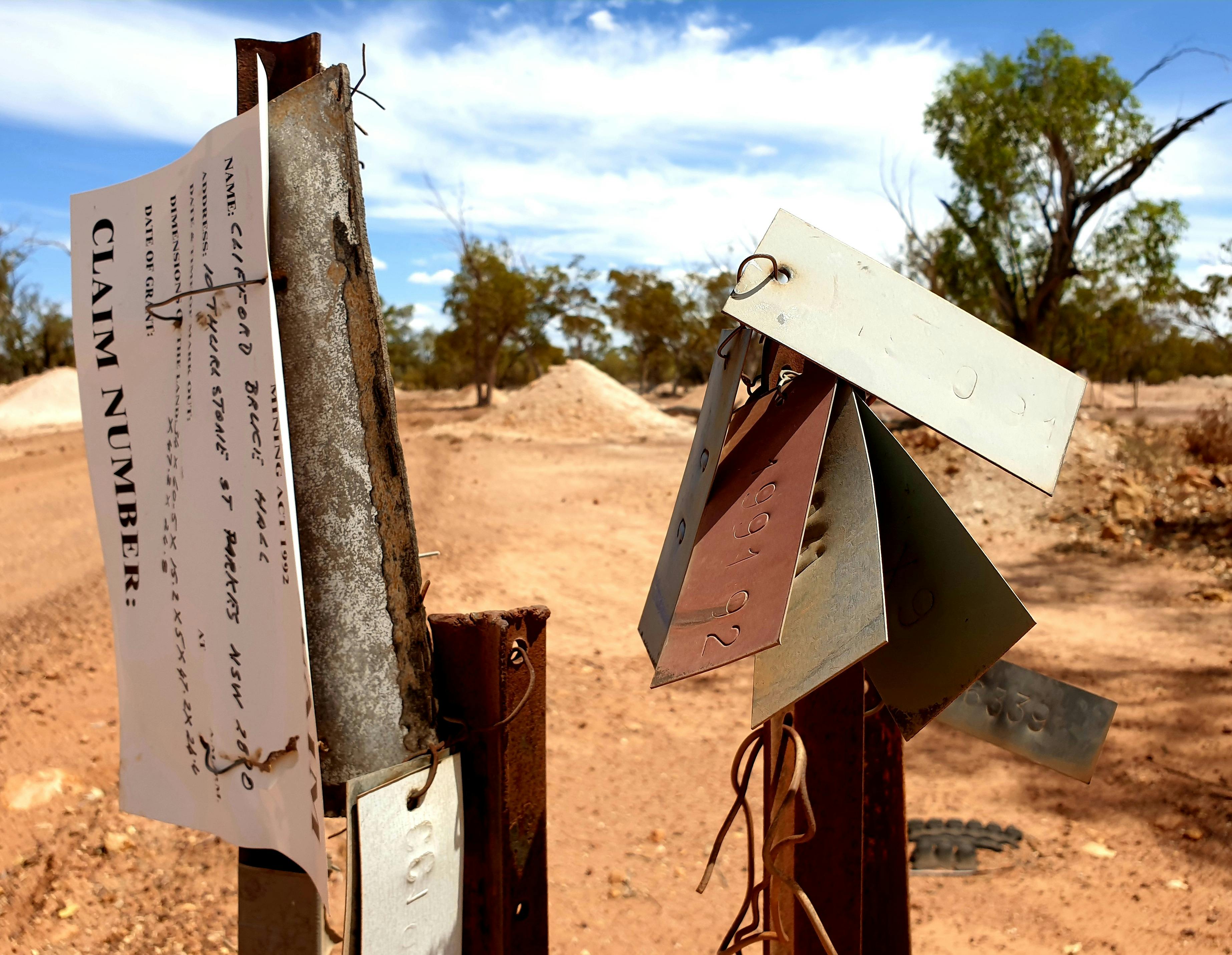 Mining Claim pegs - Lightning Ridge black opal mining