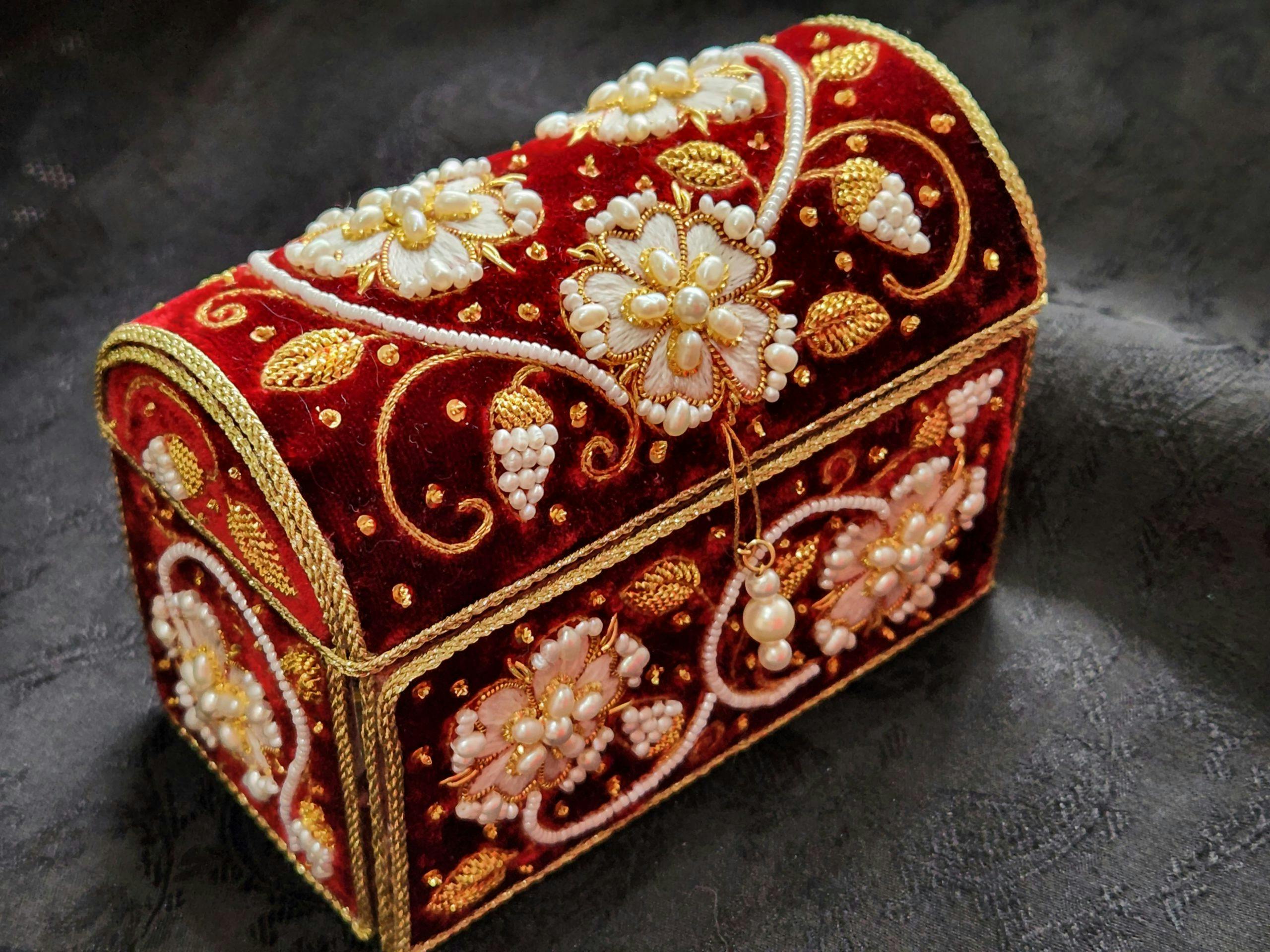 Goldwork embroidered box