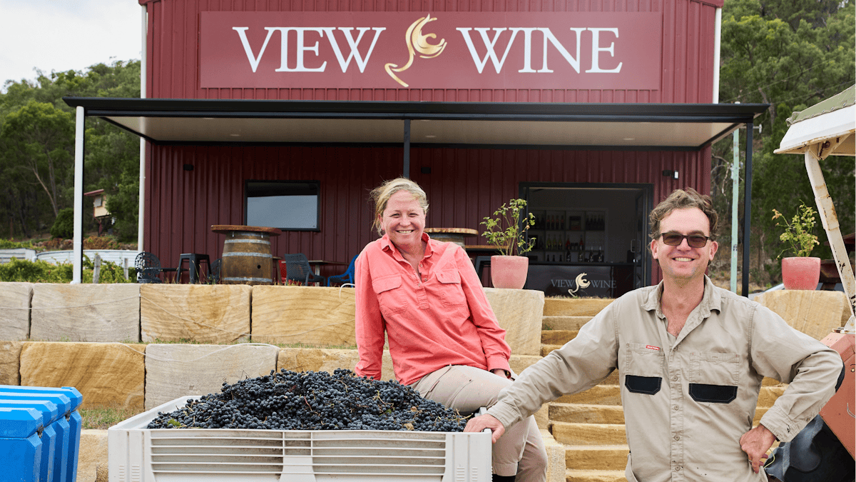 Owners Brad & Stacey after a great morning Grape Picking at View Wine - Ballandean QLD