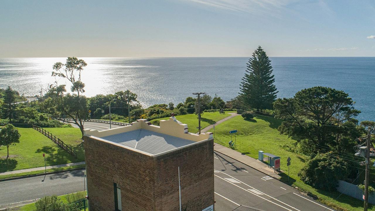Clifton School of Arts, viewed from behind above, looking east.