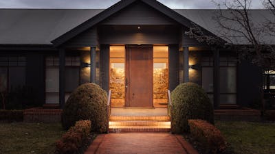 Front door at night