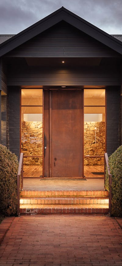 Front door at night