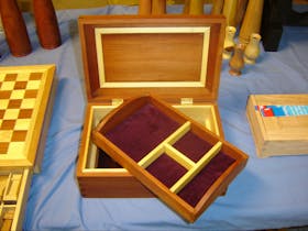Jewellery Box made from Rose Wood, Blackwood & Huon Pine, finished with Organ Oil.