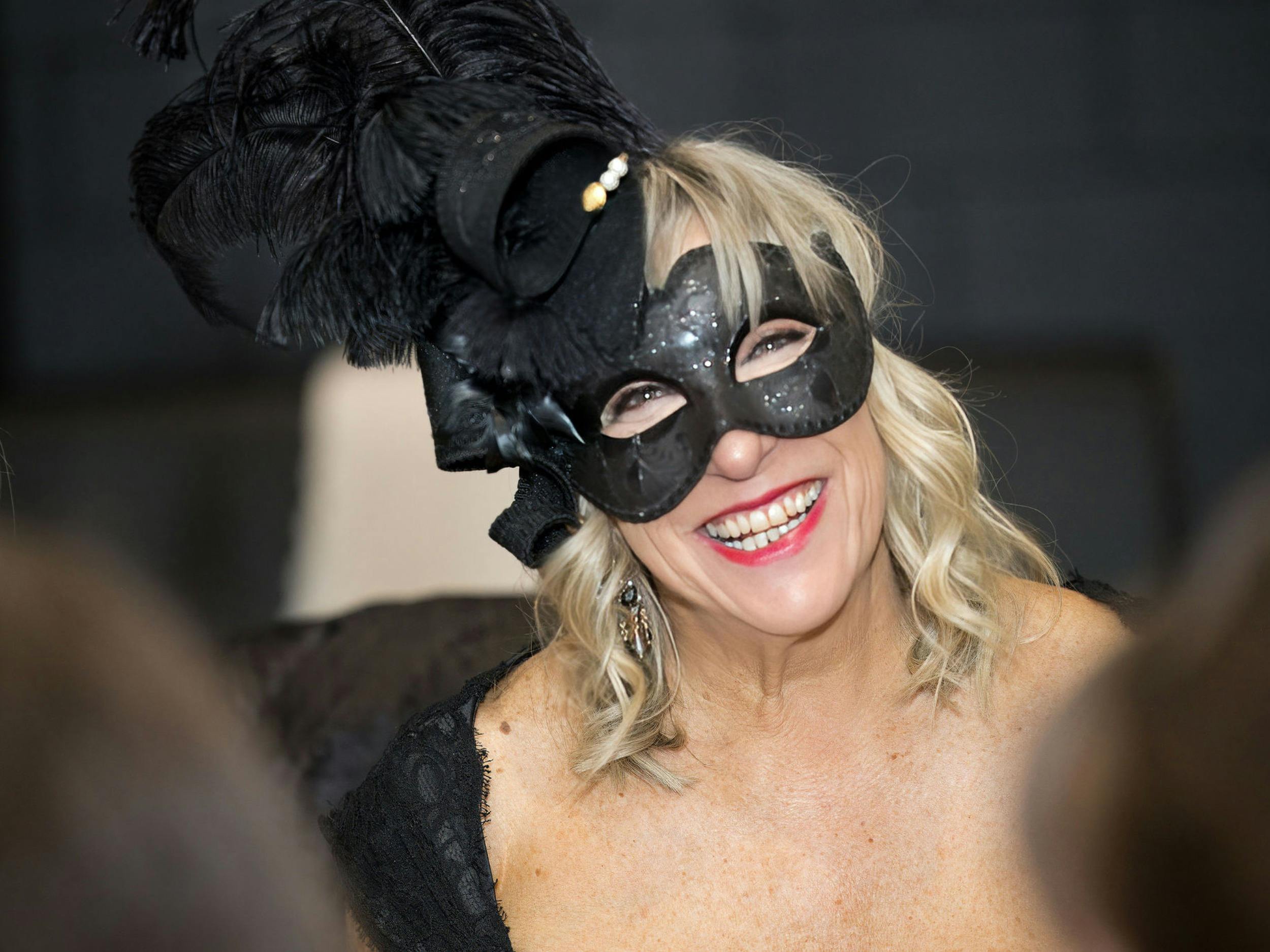 Woman smiling at the Jindabyne Snow Ball