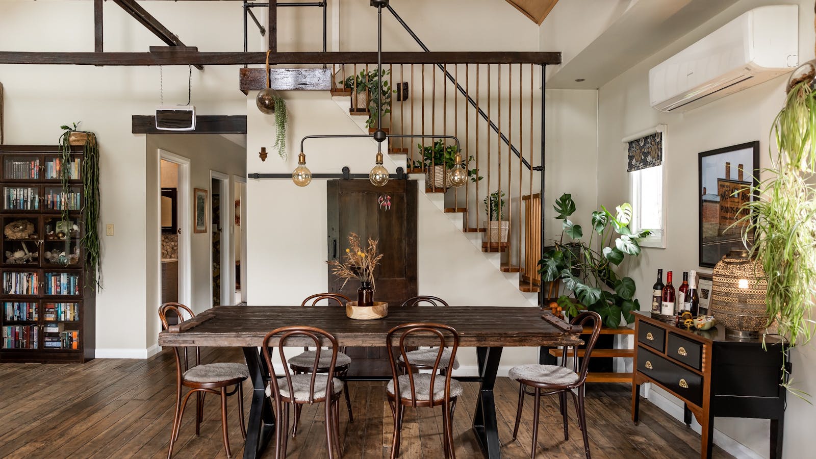 huge barn table in the dining room