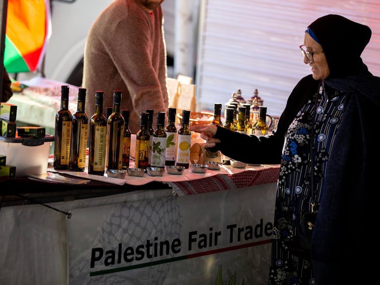 Woman at Palestinian market stall
