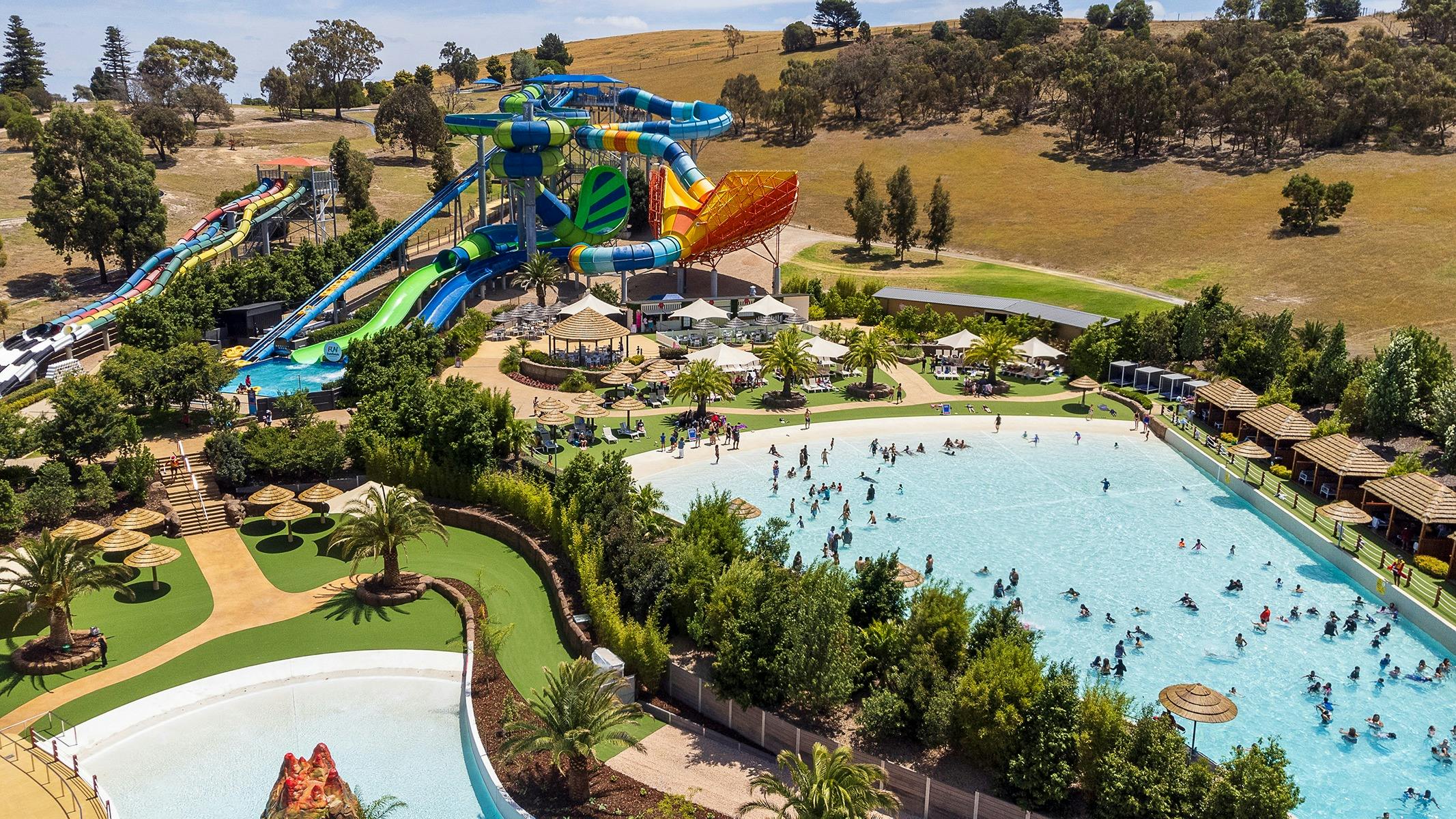 Funfields Volcano Beach Heated Wave Pool and Victoria's biggest waterslides
