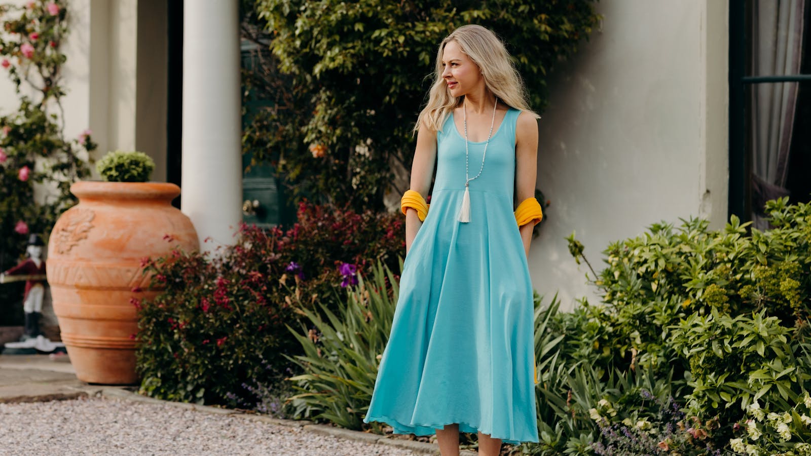 Turquoise Fan dress