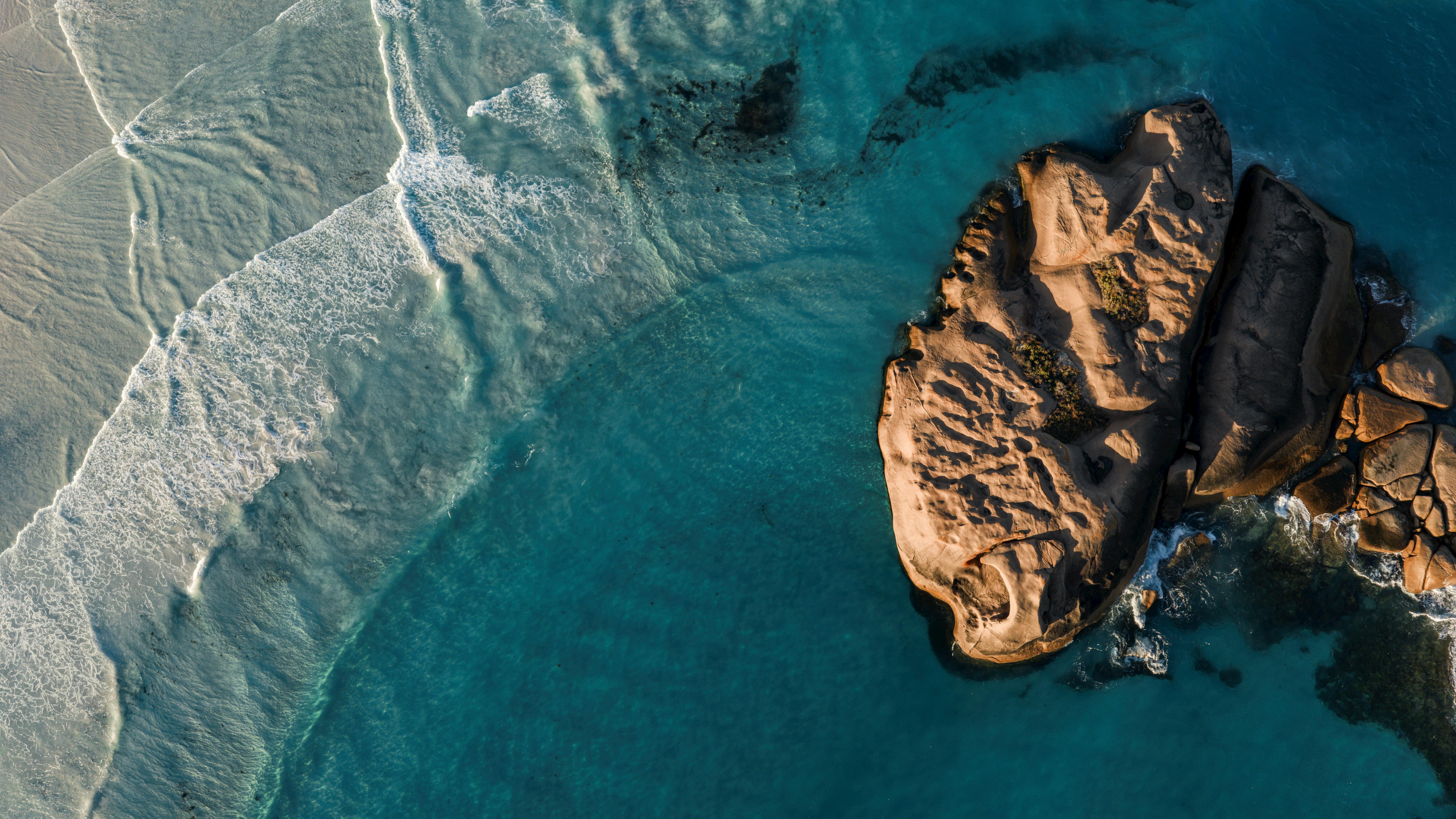 Drone shot of twilight beach