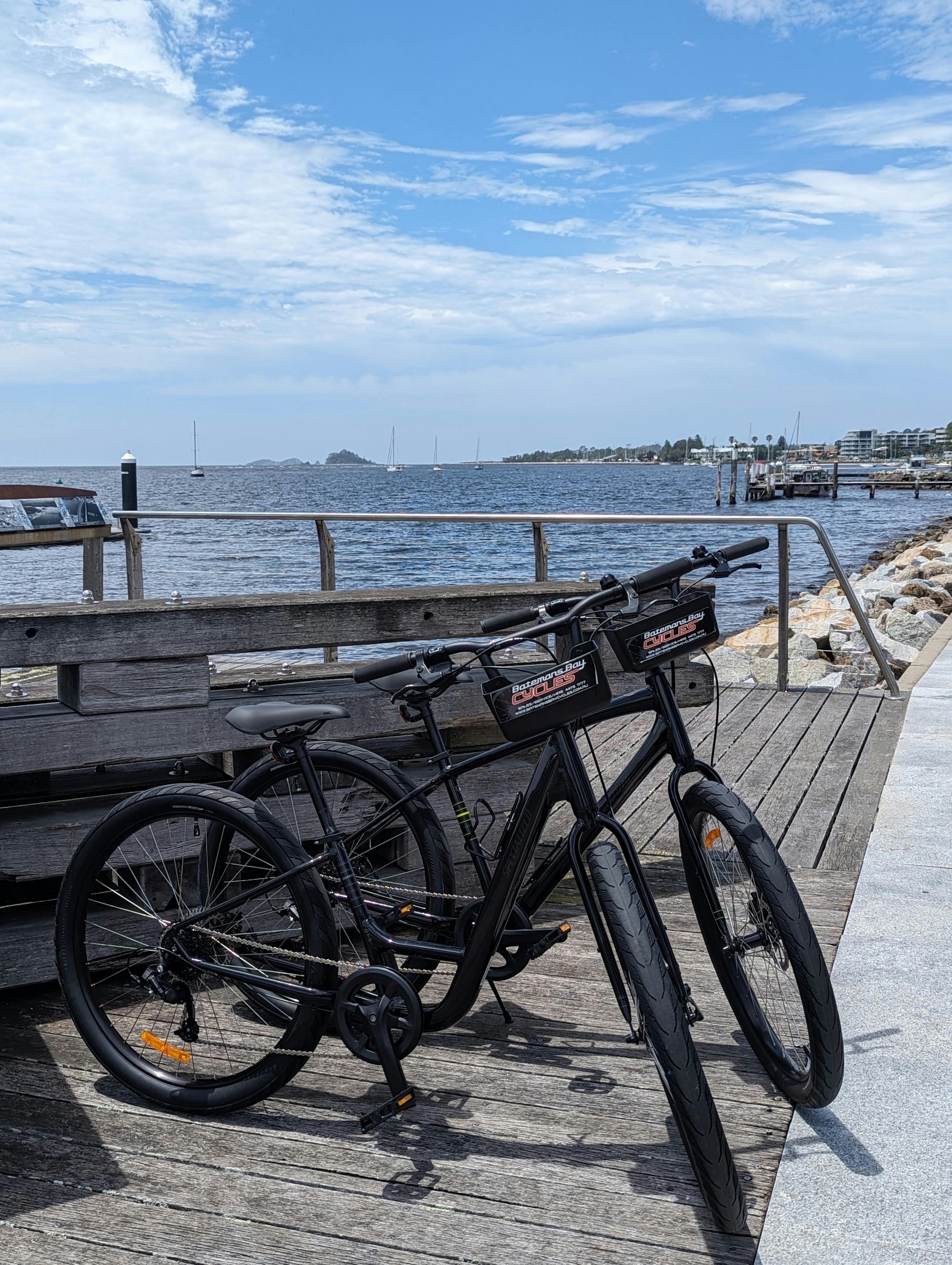 hire bikes on water front at batemans bay