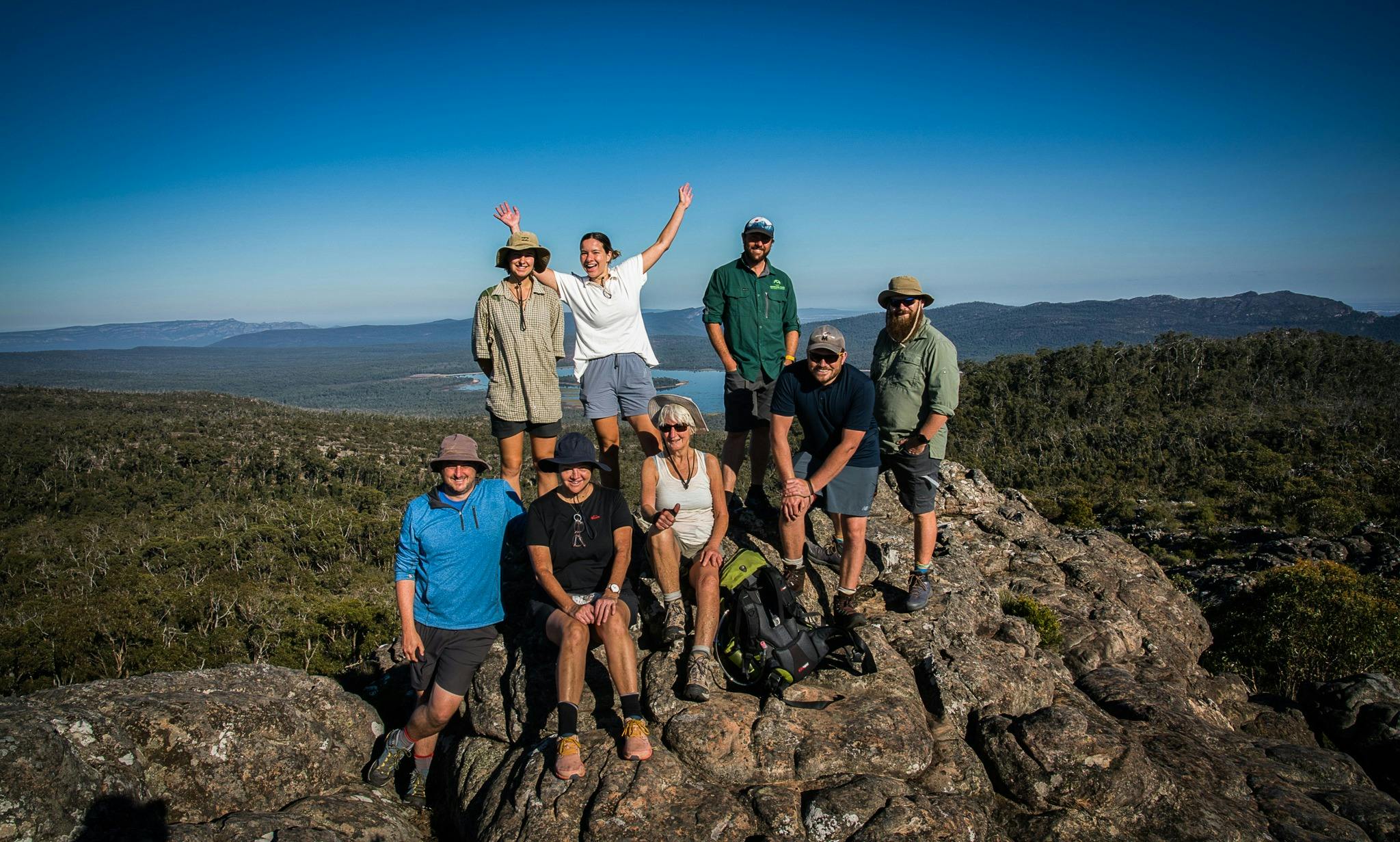 Team photo on the summit on a sunny day!