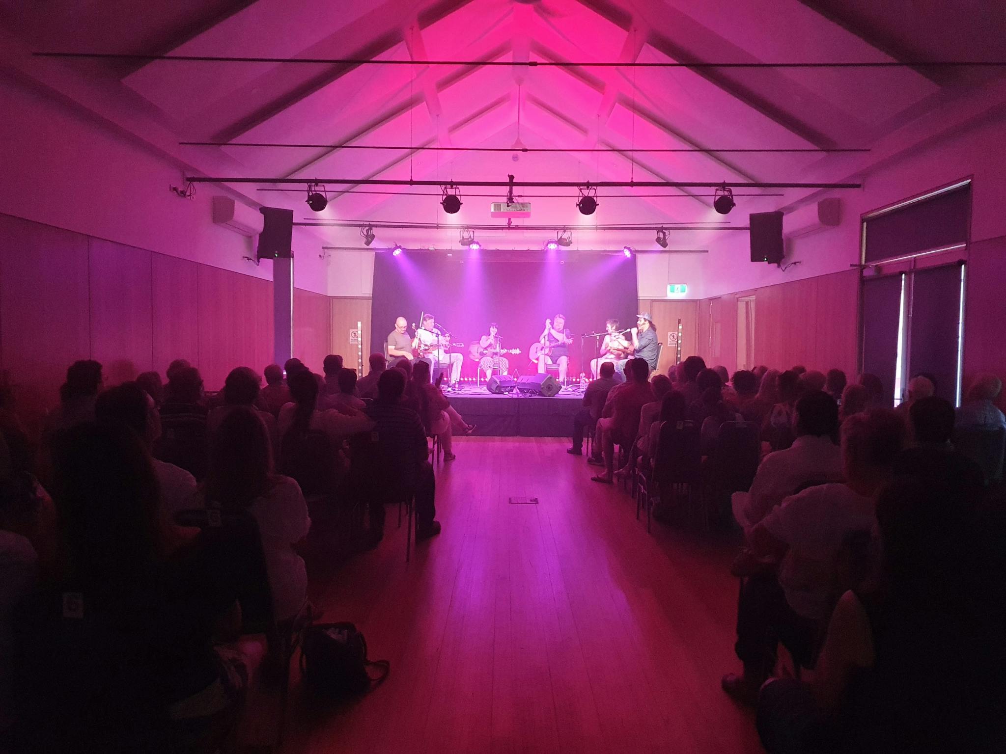 The main space of the hall during a live music event
