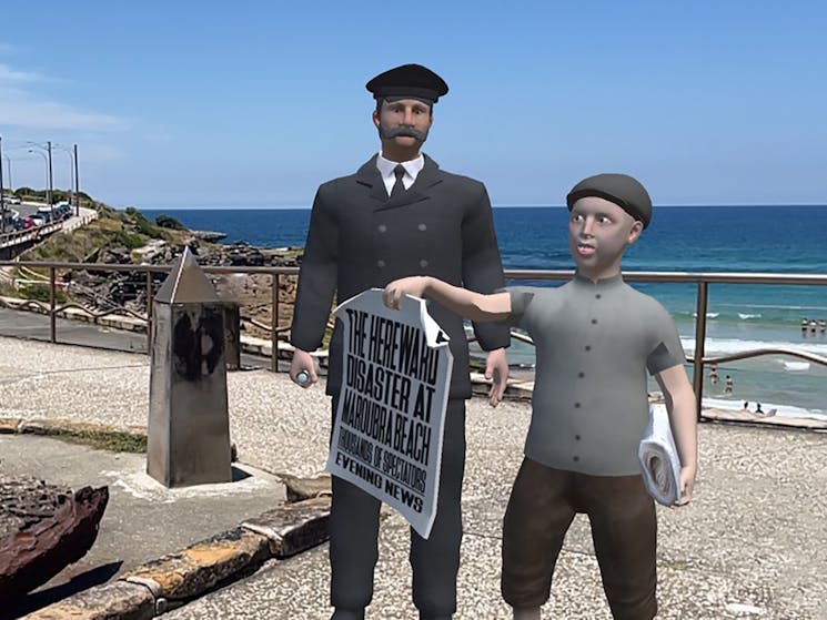 Captain and Paper Boy – Maroubra, NSW – Immersive Augmented Reality Sydney Walking Tours.