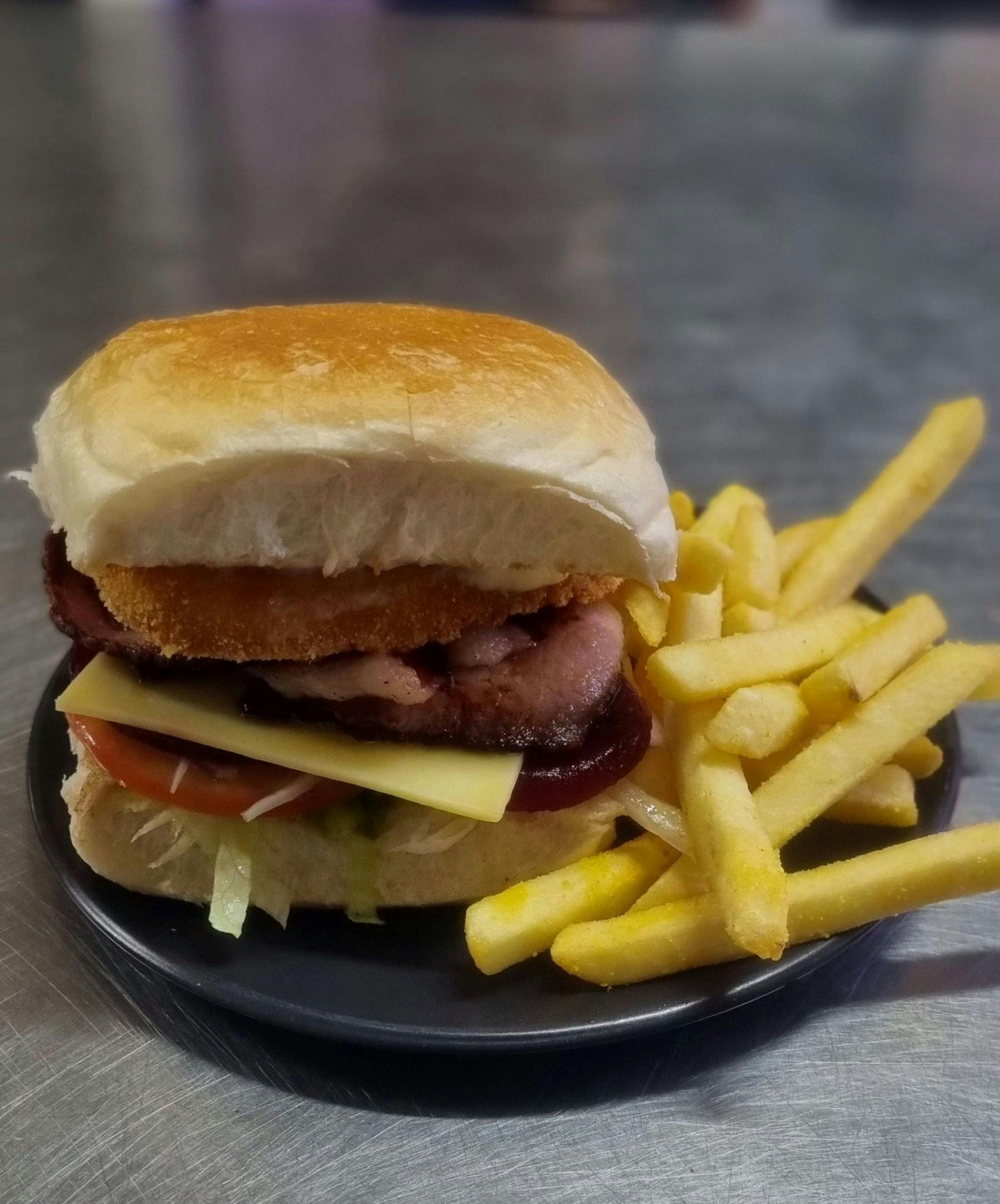 Pop in store and order a freshly made hamburger - eat in or take away.