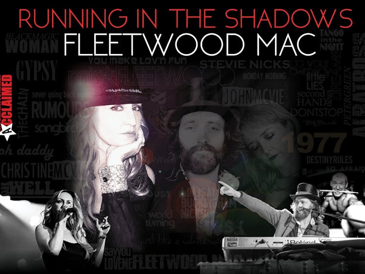 Text that reads Running in the Shadows - Fleetwood Mac