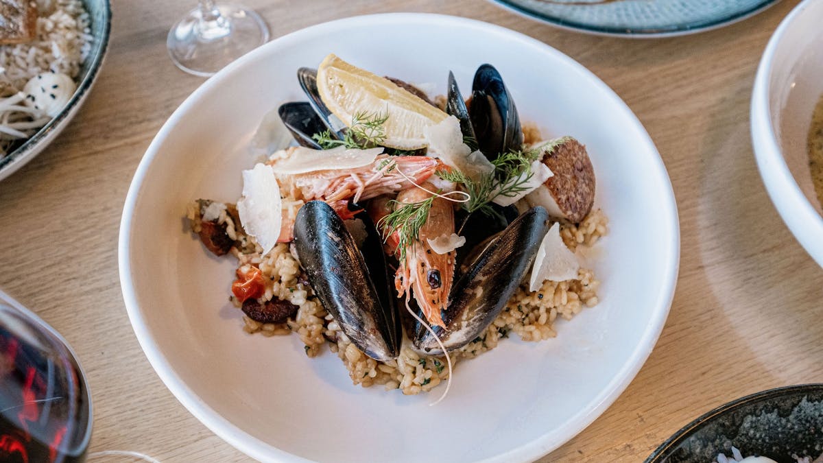 Seafood Risotto - chorizo | prawn | mussel | calamari | scallop | confit tomato | fennel | parmesan Seafood Risotto - chorizo | prawn | mussel | calamari | scallop | confit tomato | fennel | parmesan