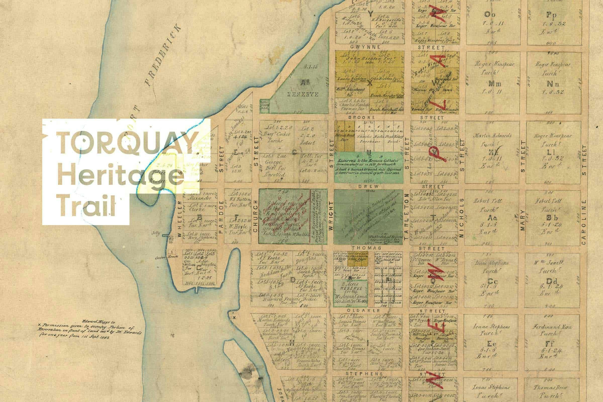 Heritage Map of Torquay, now known more broadly as East Devonport