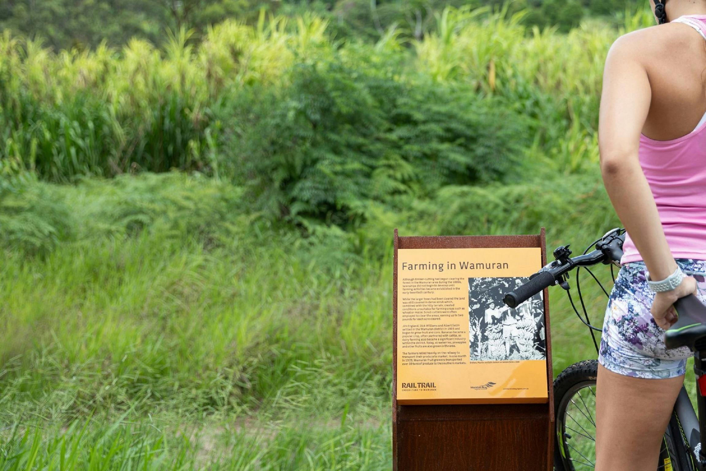Learn about the history of the area while cycling the Caboolture to Wamuran Rail Trail