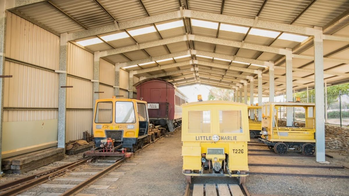 Restored railway section cars and rail carriage
