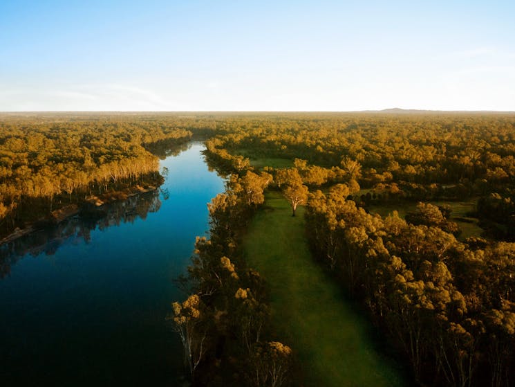 Aerial overlooking Yarrawonga Mulwala Golf Club Resort