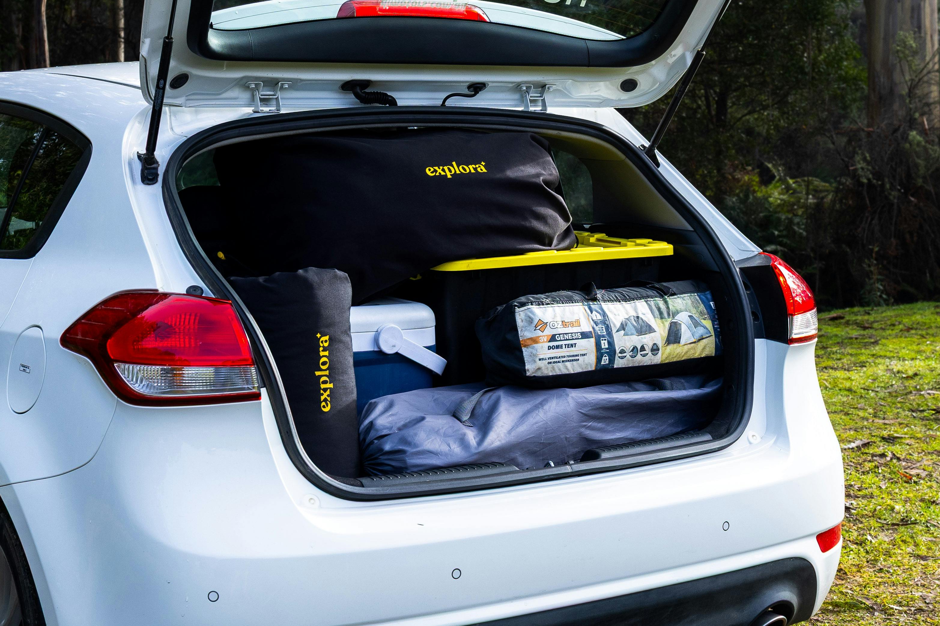 This is how the camping gear fits on a city car