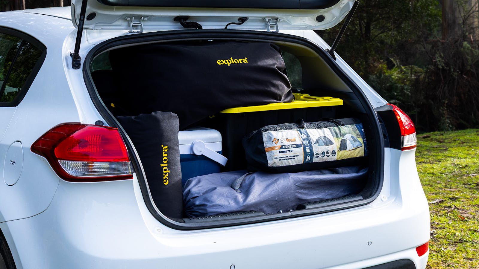 This is how the camping gear fits on a city car