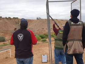 Shooting Clay Targets at Andamooka Opal Classic