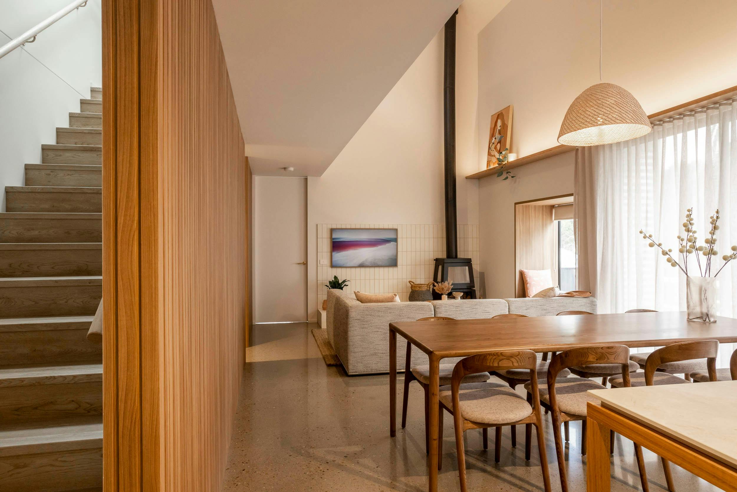 The living and dining area in Jane's