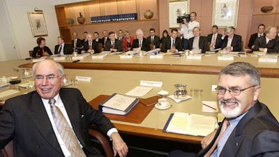 John Howard with Dr Peter Shergold at the 2005 COAG meeting, 2005