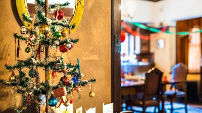 Christmas tree display at Calthorpes House