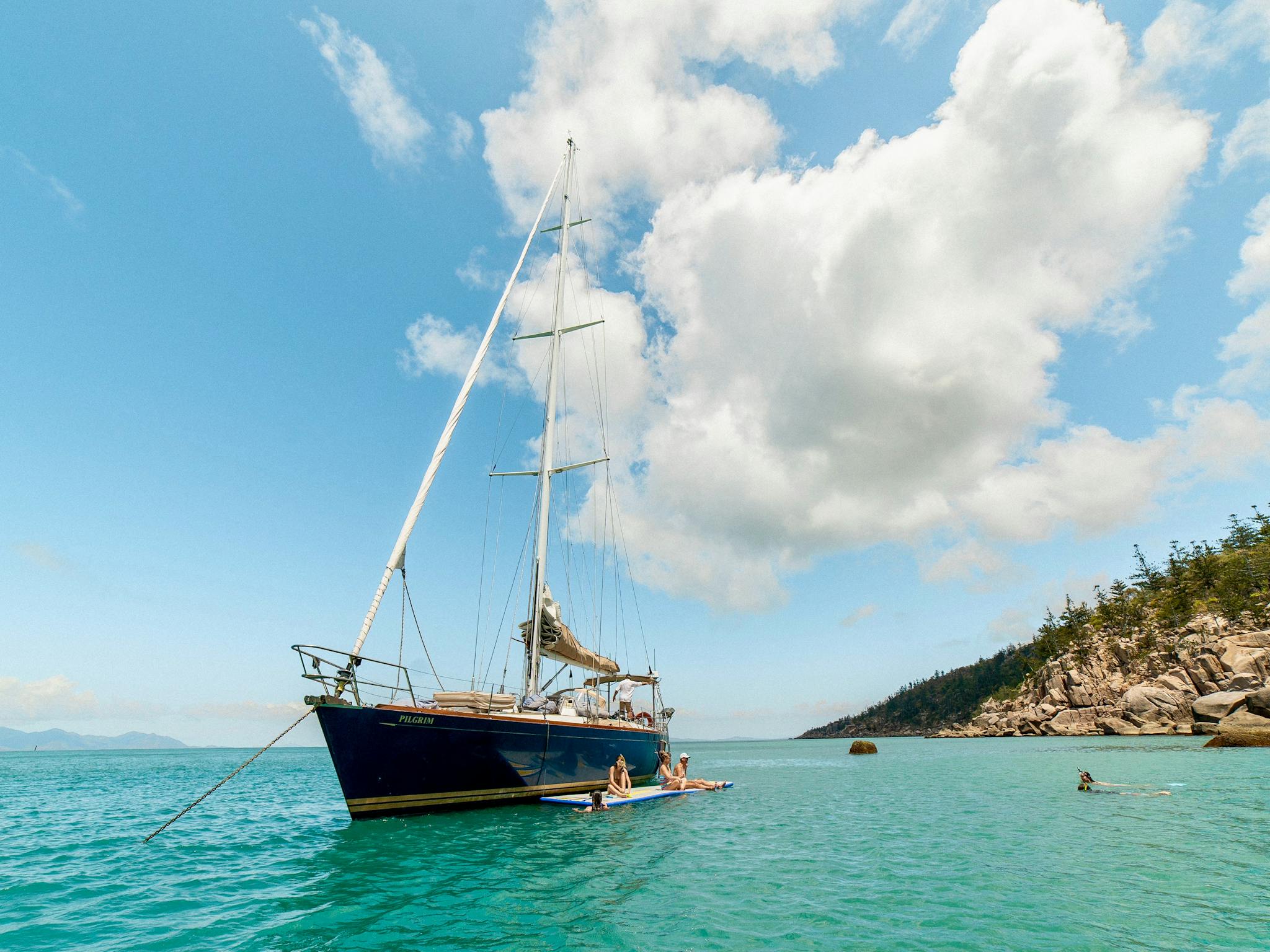 Pilgrim at anchor in Arthur Bay Pilgrim at anchor in Arthur Bay