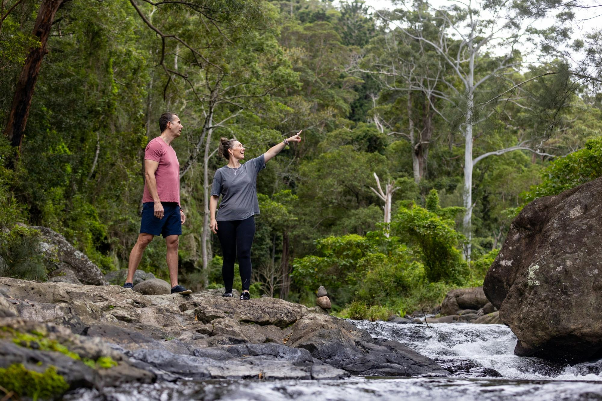 Guest couple exploring the Nightfall sight.