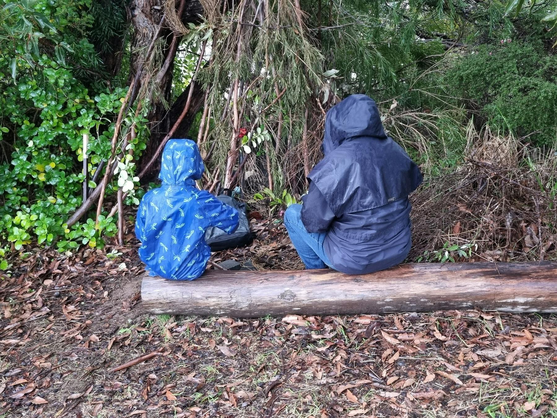 Whittling and den building in winter