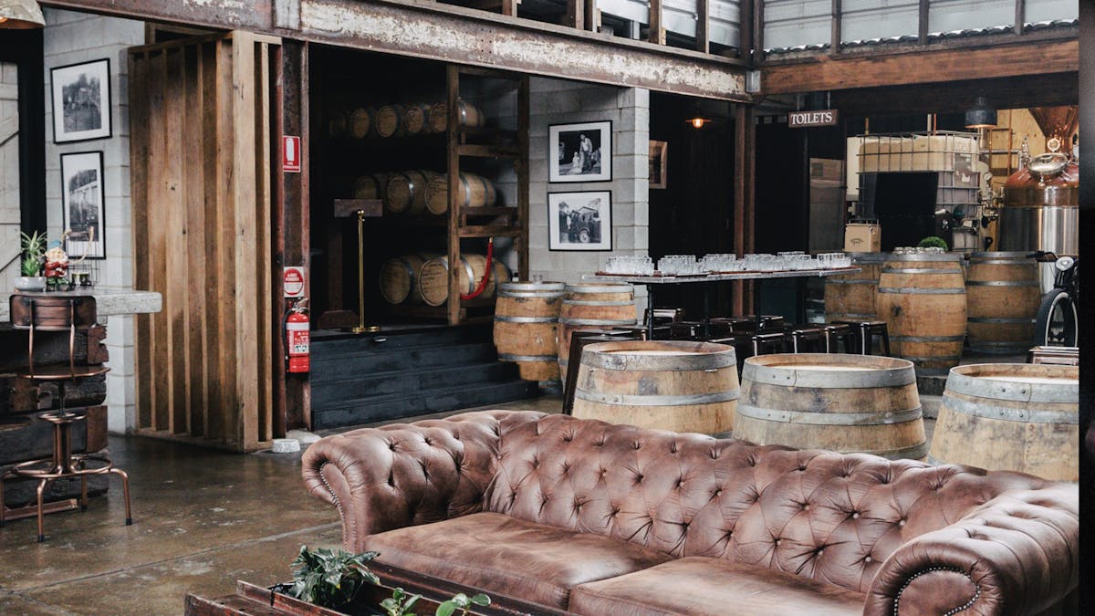 A photo of the couches and inside the Tasting Room.