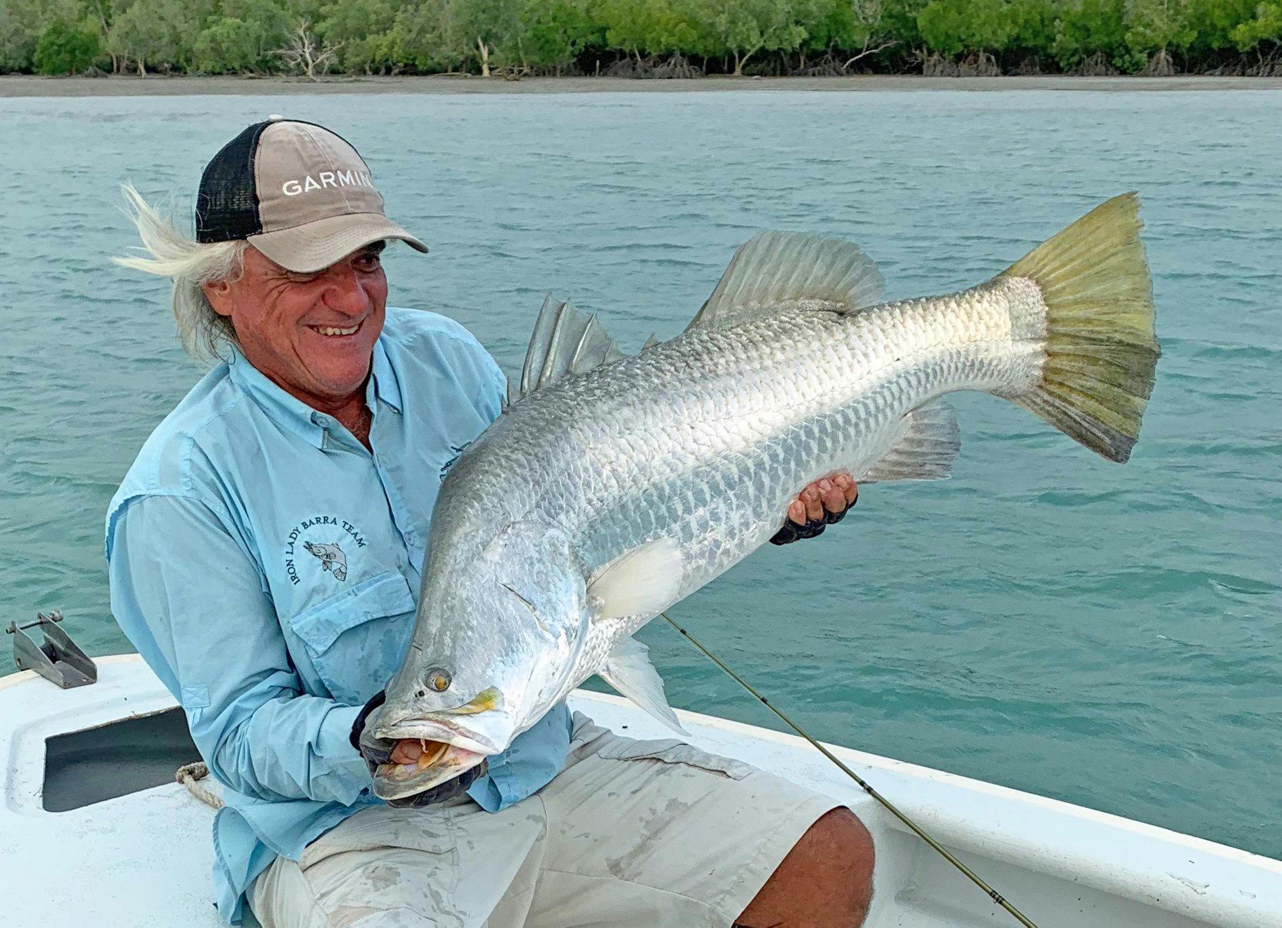 Capt Dan from Australian Sportfishing Charters with a Giant Barramundi