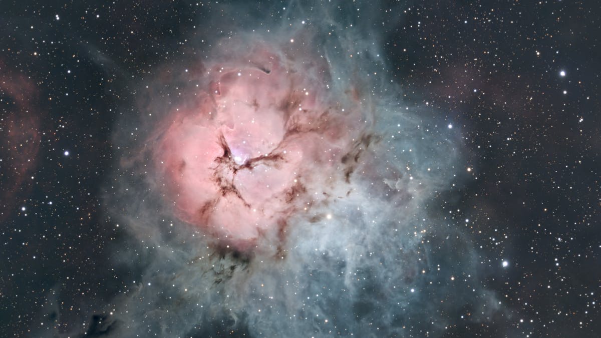 A 100 hour image of the Trifid Nebula shot from within the Sunshine Coast Hinterland.