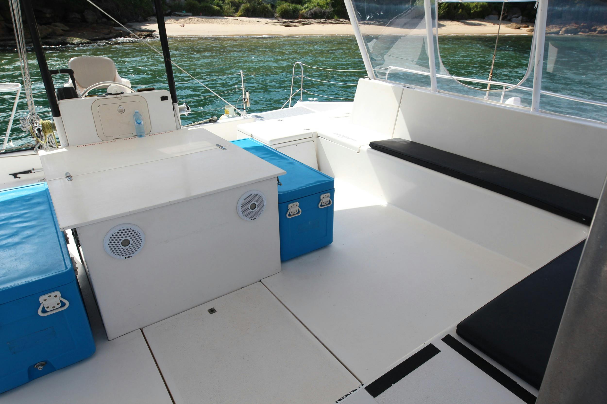 Eskys pon the catamaran