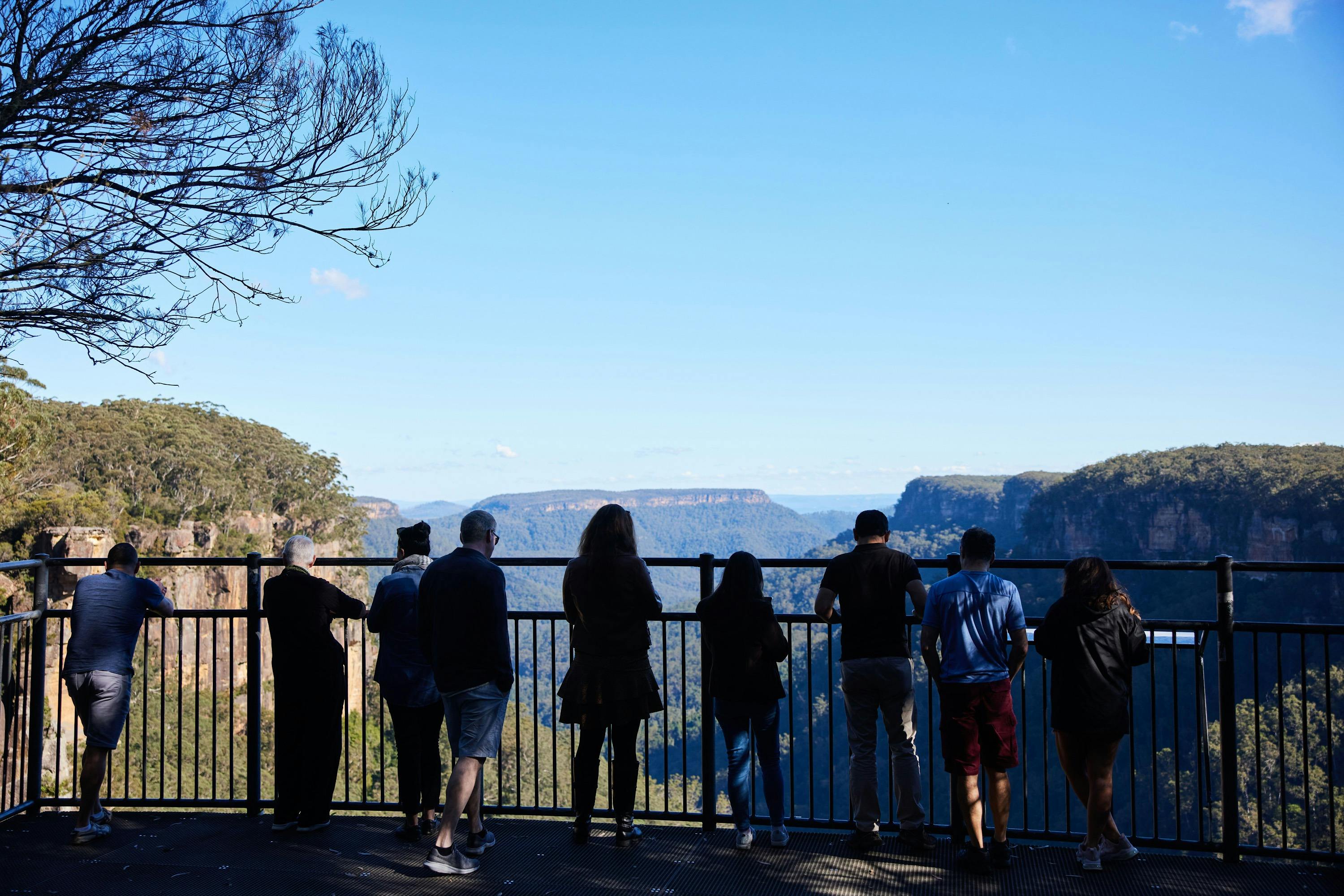 피츠로이 폭포 전망대에 있는 사람들, 야룬가 계곡의 탁 트인 전망