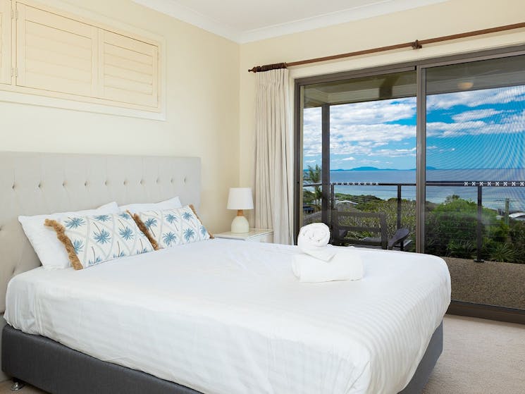 Bedroom with Queen bed and ocean views