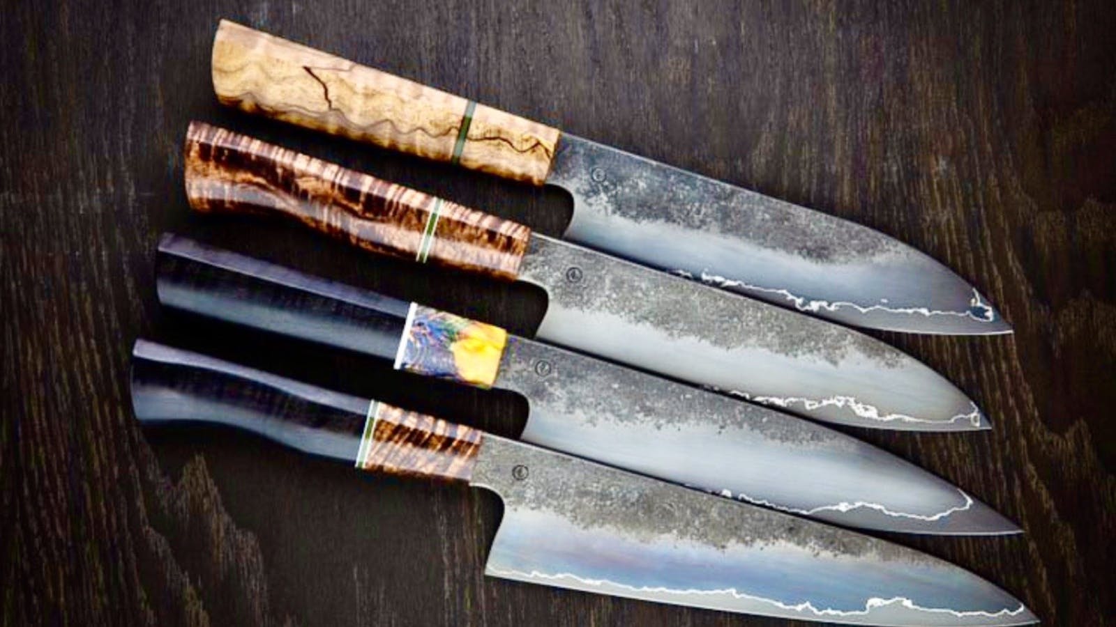 Hand-made knives with Tasmanian timber handles